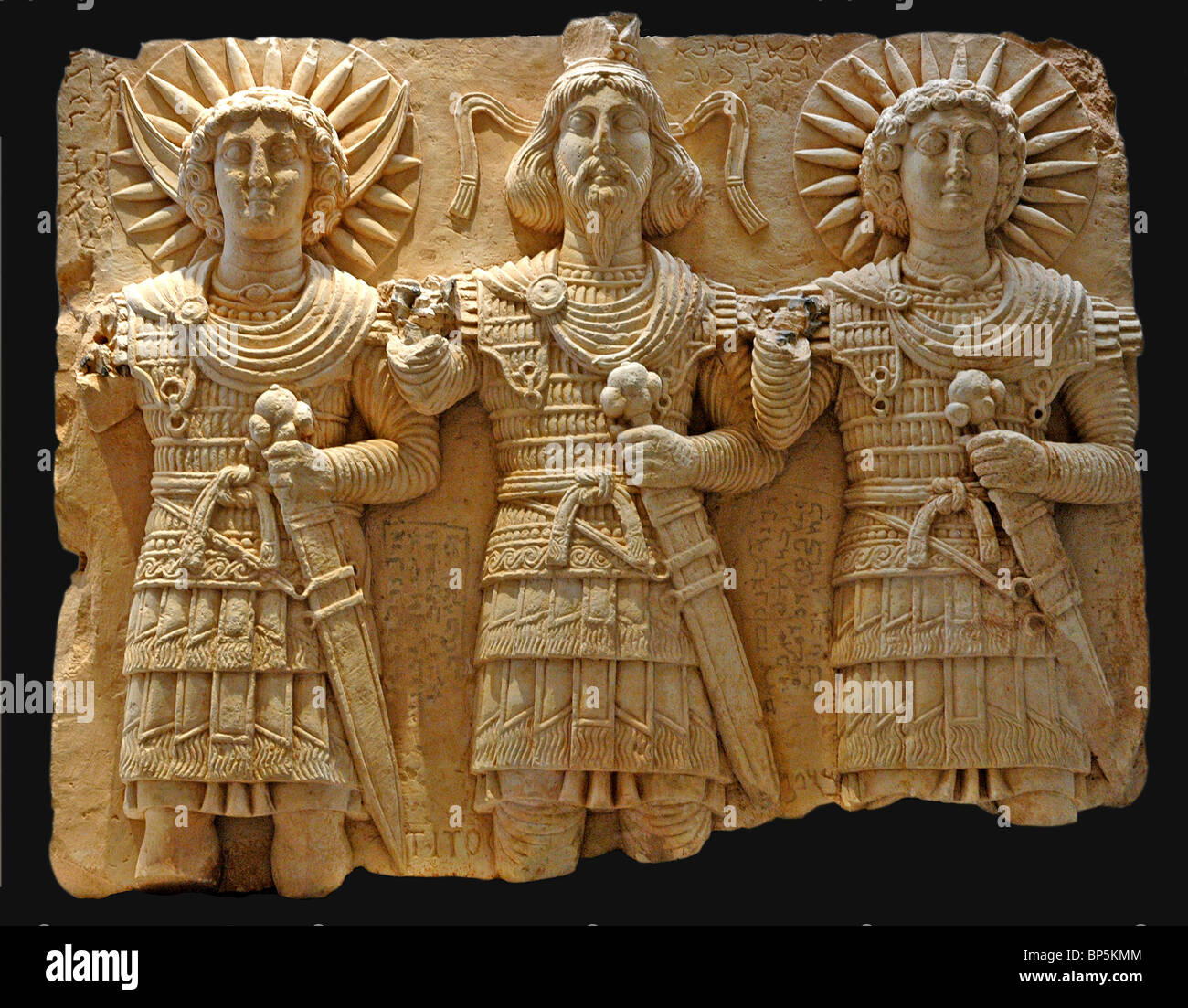 5324.Triad der Palmyerne Götter, etwa 150 n. Chr., Palmyra, Syrien Stockfoto