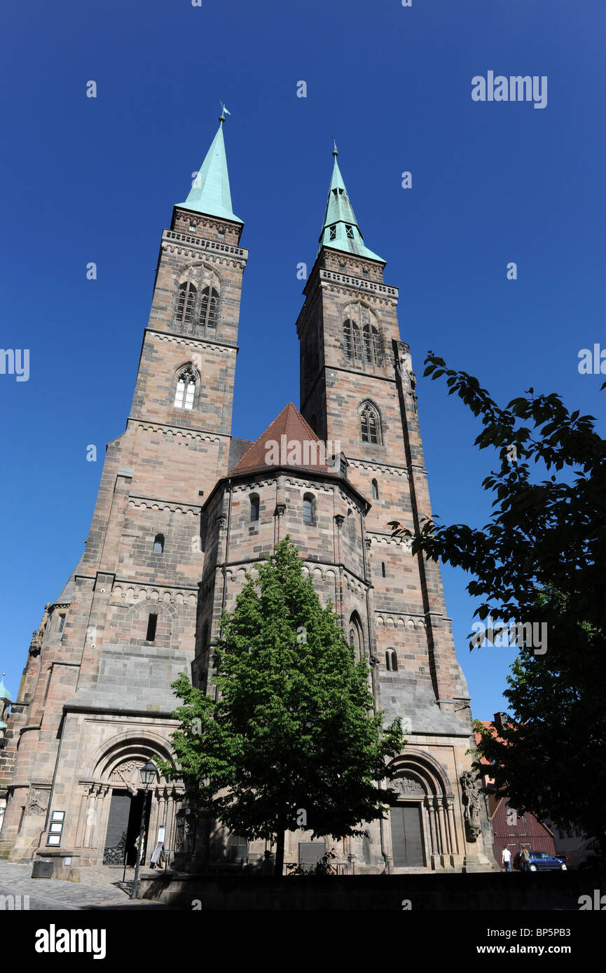 Die Twin Towers von St. Sebald Kirche Nürnberg Deutschland Nürnberg Deutschland Europa Stockfoto