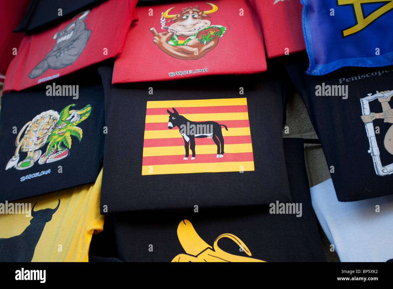 Barcelona Burro Catala angezeigt auf einem t-shirt Stockfoto