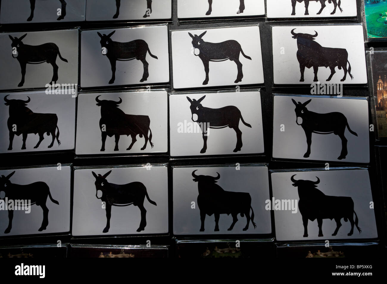 Barcelona Burro Catala und Bull, Aufkleber Stockfoto