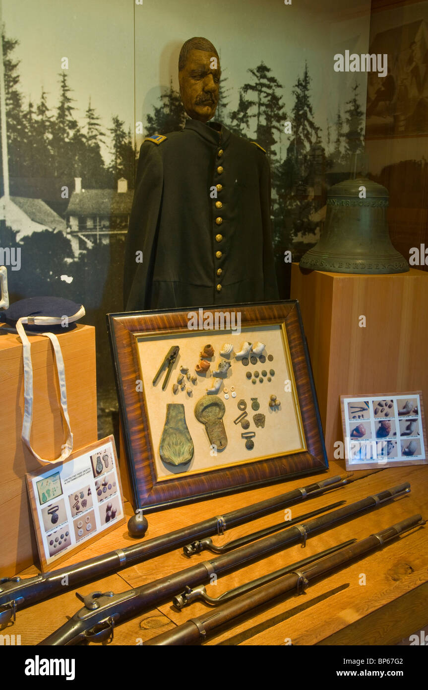 Bürgerkrieg-Ära Militär Display an Fort Humboldt State Historic Park, Eureka, weisen California Stockfoto