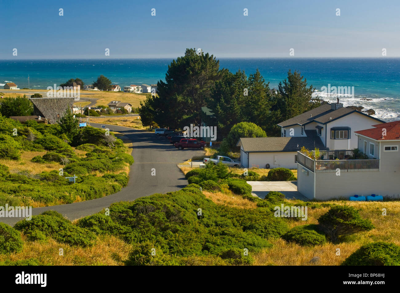 Wohnhäusern in Shelter Cove auf der Lost Coast, Humboldt County, Kalifornien Stockfoto