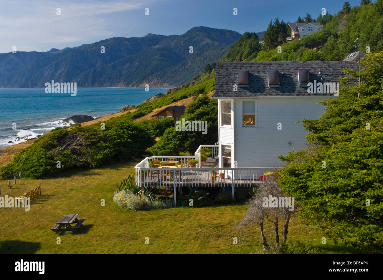 Wohnhäusern in Shelter Cove auf der Lost Coast, Humboldt County, Kalifornien Stockfoto