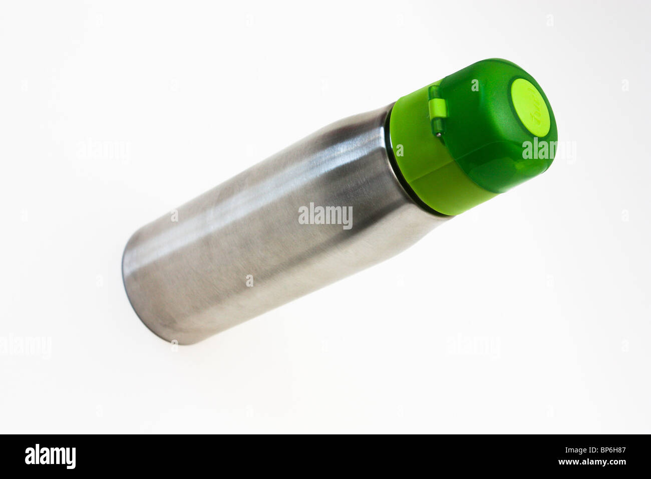 grüne Edelstahl Wasserflasche Stockfoto