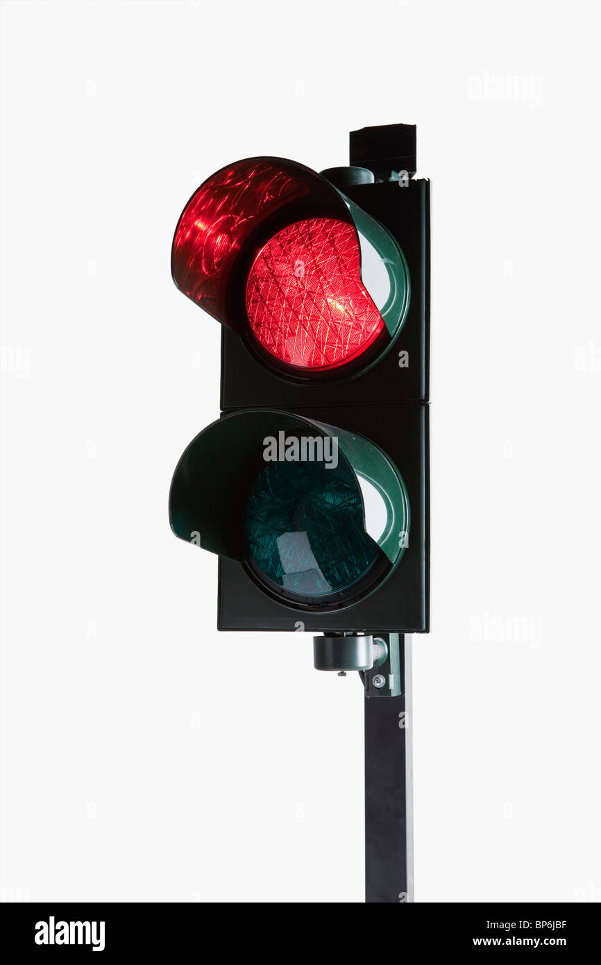 Einer roten Ampel mit dem roten Licht beleuchtet Stockfoto