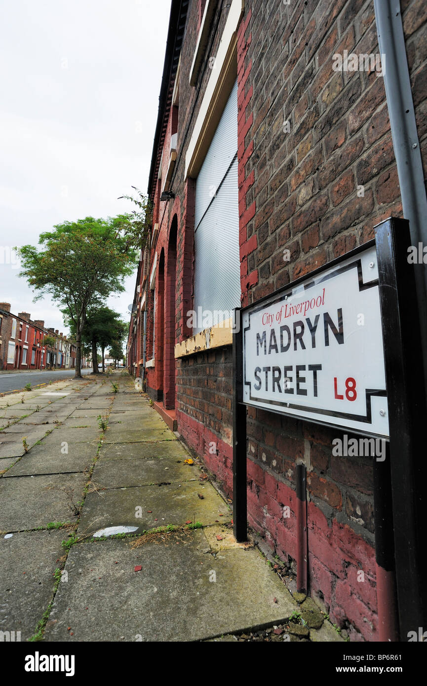 Madryn Street, der Geburtsort von Richard Starkey (Ringo Starr) der Schlagzeuger der Beatles. Stockfoto