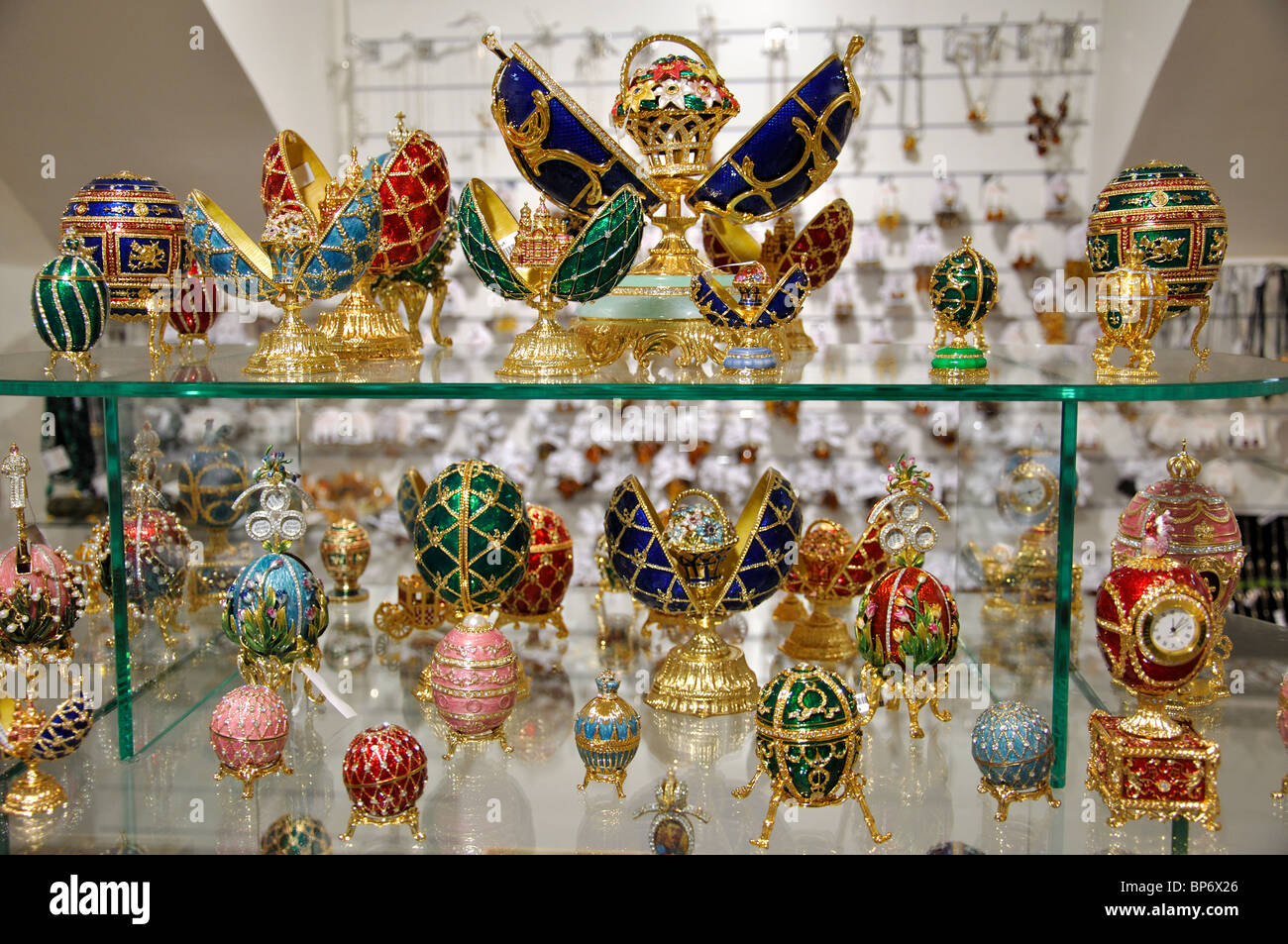 Faberge Ei Reproduktionen, Sankt Petersburg, nordwestlichen Region, Russland Stockfoto