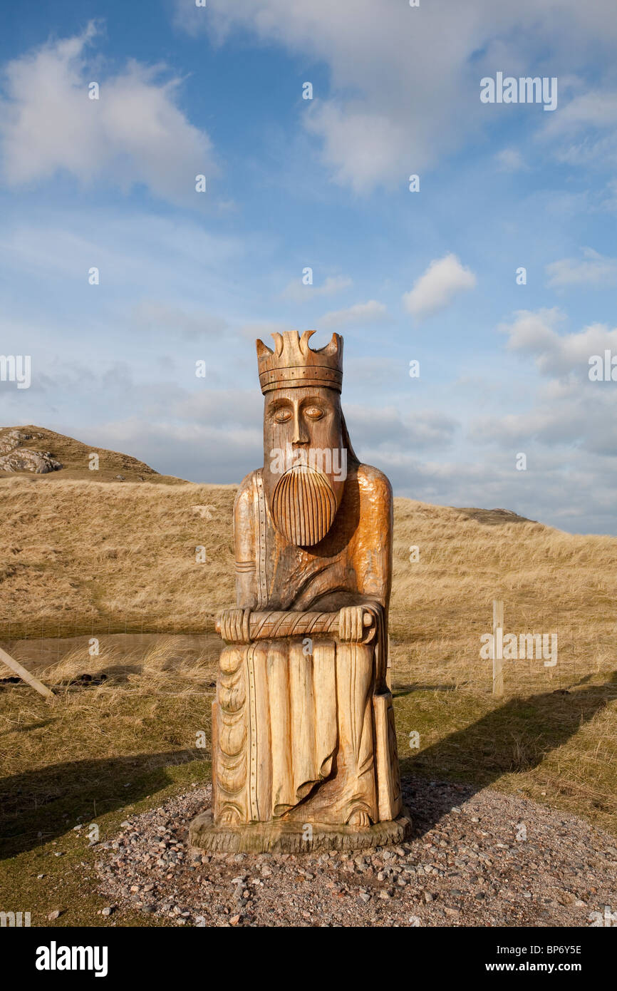 Isle of Lewis, Uig Bay, wo 78 Schachfiguren gefunden wurden, geschnitzt in Walross-Elfenbein, am äußeren Hebriden, Scotland.Photo:Jeff Gilbert Stockfoto