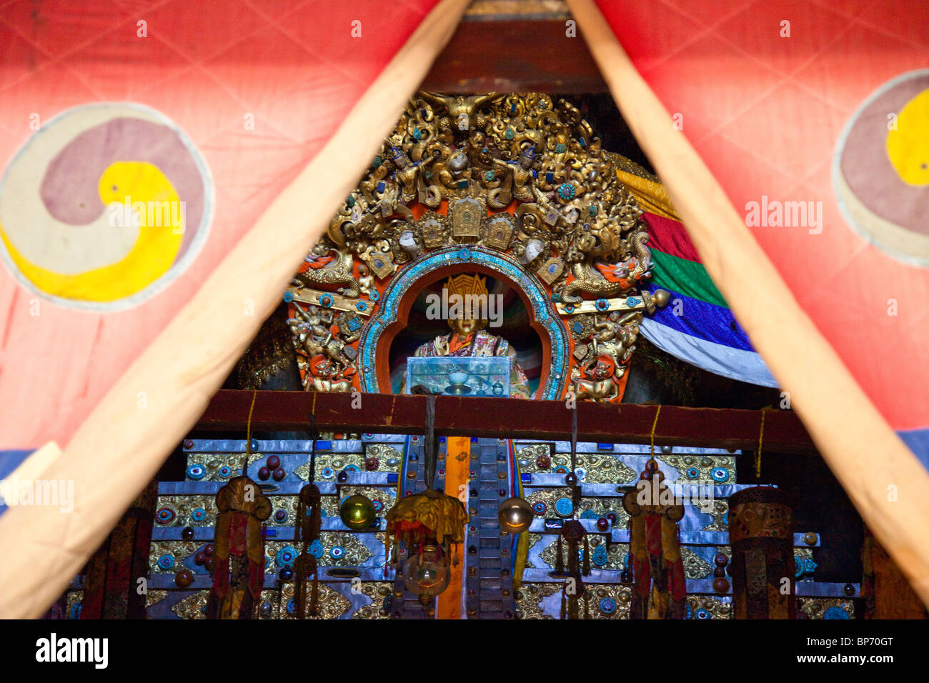 Bestattung Stupa der 10. Panchen Lama, Tashilhunpo Kloster in Shigatse, Tibet Stockfoto