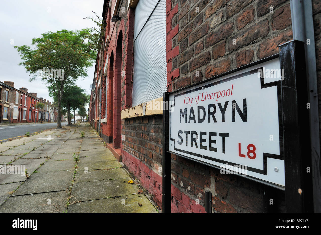 Madryn Street, der Geburtsort von Richard Starkey (Ringo Starr) der Schlagzeuger der Beatles. Stockfoto