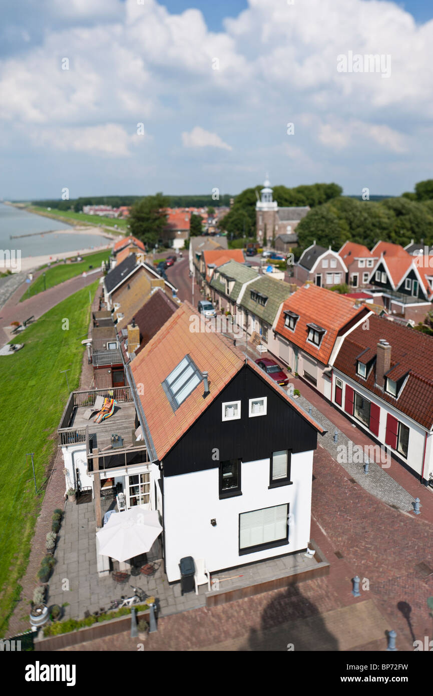 Tilt-Shift-Blick auf Urk, ein Fischerdorf in der niederländischen Provinz Flevoland, Niederlande Stockfoto