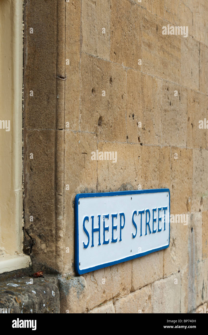 Sheep Street Sign, Chipping Campden, Cotswolds, Gloucestershire, England Stockfoto