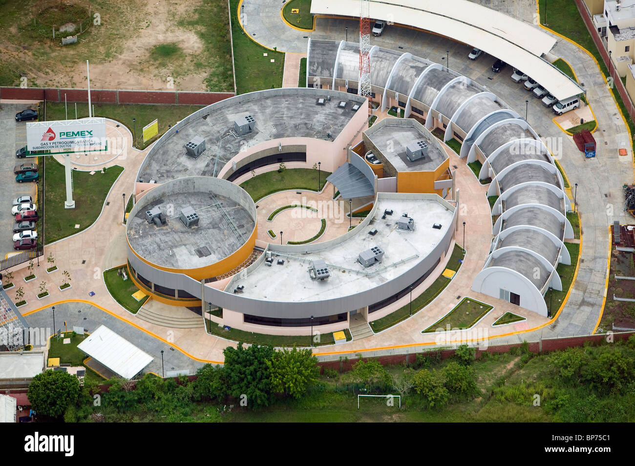 Luftbild oben PEMEX-Tankstelle Mexiko Stockfoto