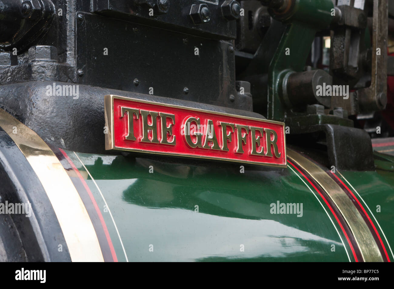 Die Gaffer Namensschild auf Zugmaschine Stockfoto