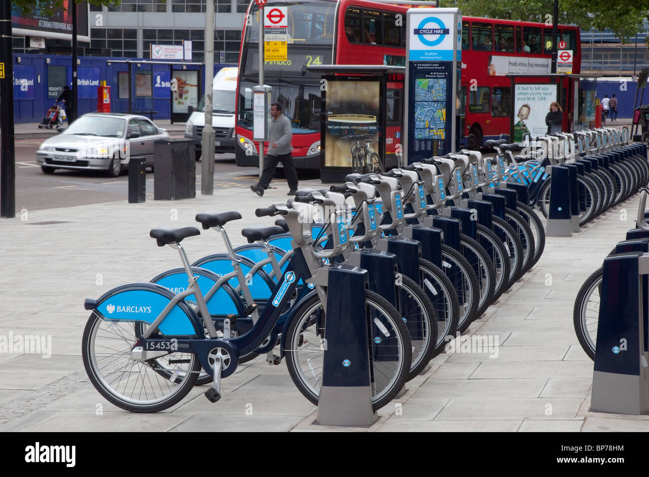 Fahrräder mieten-Zentral-London Stockfoto