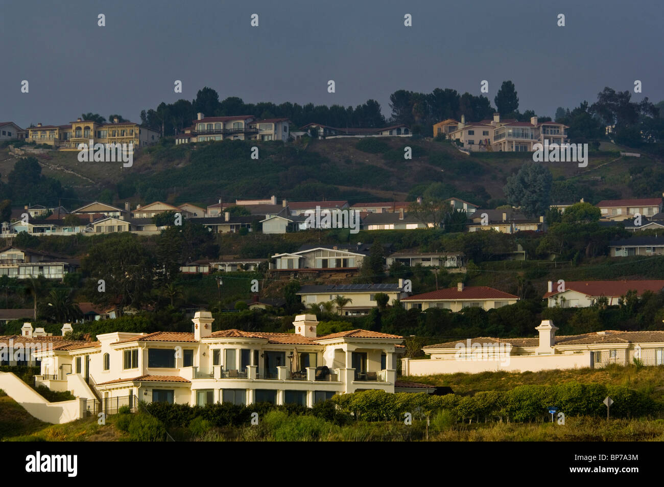 Wohlhabenden Häusern in den Hügeln am Point Vicente, Halbinsel Palos Verdes, Kalifornien Stockfoto