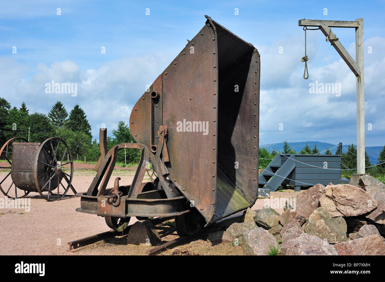Der Galgen in Natzweiler-Struthof, das einzige WWII Konzentrationslager gegründet von Nazis auf französischem Staatsgebiet, Elsass, Frankreich Stockfoto