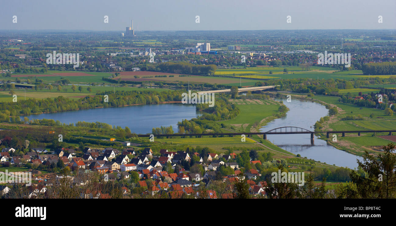 Blick vom Wittekindsberg bei Minden, Strasse der Weserrenaissance, Porta Westfalica, Westfaelische Pforte, North Rhine-Westphalia Stockfoto