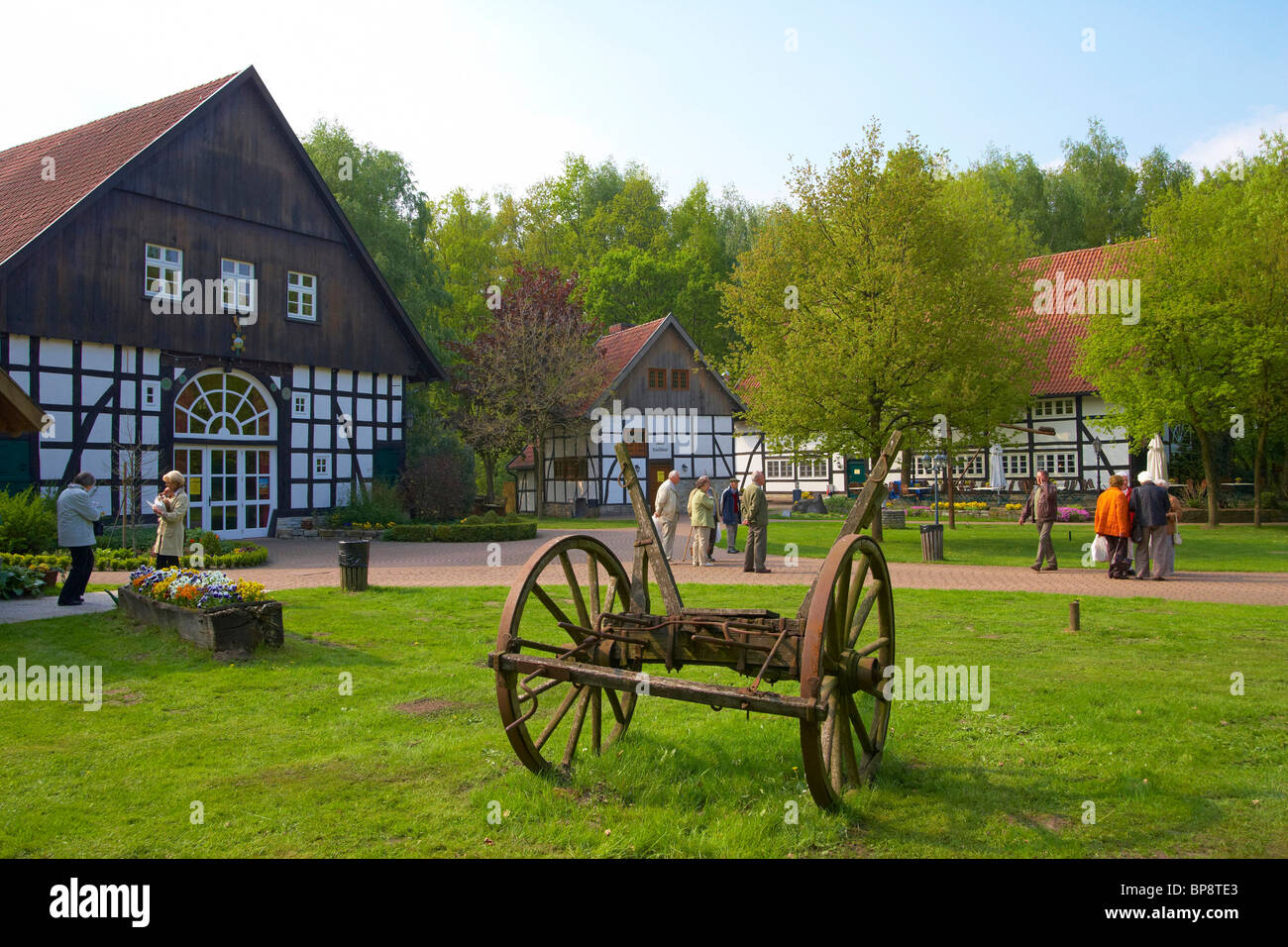 Das Gastliche Dorf, Pflege für Westfälische Tradition, Shop und Restaurant, Biophysik, Teutoburger Wald, Lippe, Nordrhein-Westphal Stockfoto