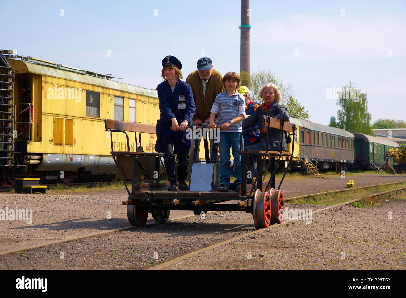 Eisenbahnmuseum Bochum-Dahlhausen, Draisine, Ruhrgebiet, Nordrhein-Westfalen, Deutschland, Europa-Tour Stockfoto
