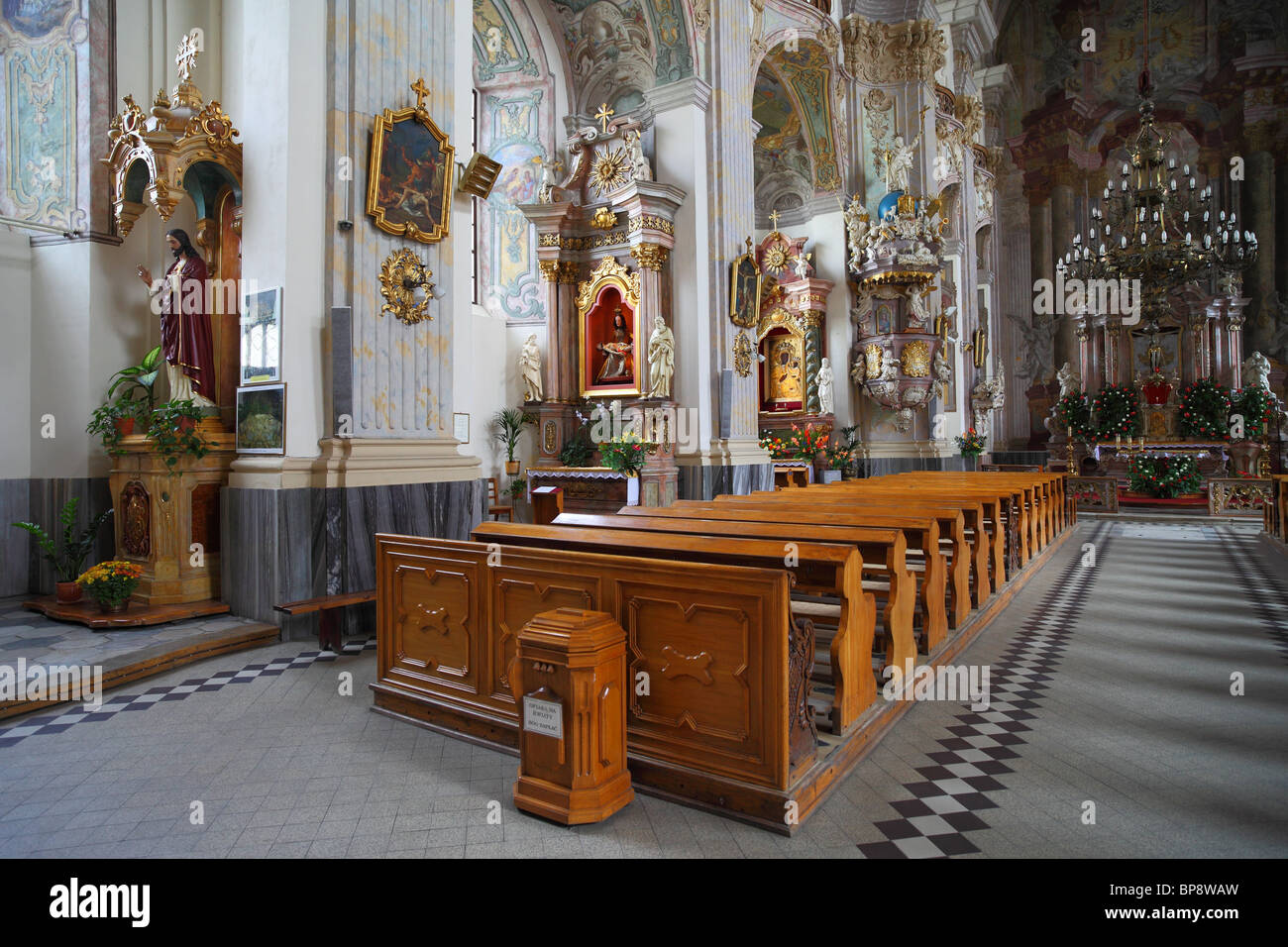 Barocco Interieur der Heilig Kreuz Kirche Brzeg niedriger Schlesien Polen Polen Jesuit Jesuiten Trompe l'oil Kuppel Andrea Pozzo Stockfoto
