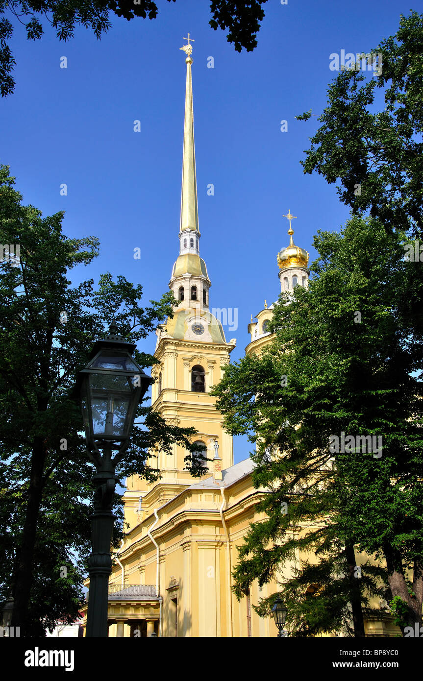 Der Glockenturm der Kathedrale St. Peter und Paul, Zayachy Insel, Sankt Petersburg, nordwestlichen Region, Russland Stockfoto