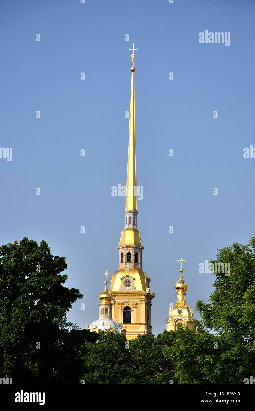 Der Glockenturm der Kathedrale St. Peter und Paul, Zayachy Insel, Sankt Petersburg, nordwestlichen Region, Russland Stockfoto