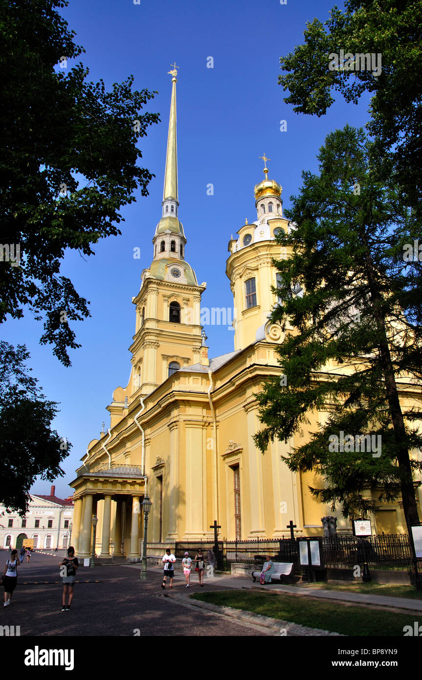Der Glockenturm der Kathedrale St. Peter und Paul, Zayachy Insel, Sankt Petersburg, nordwestlichen Region, Russland Stockfoto