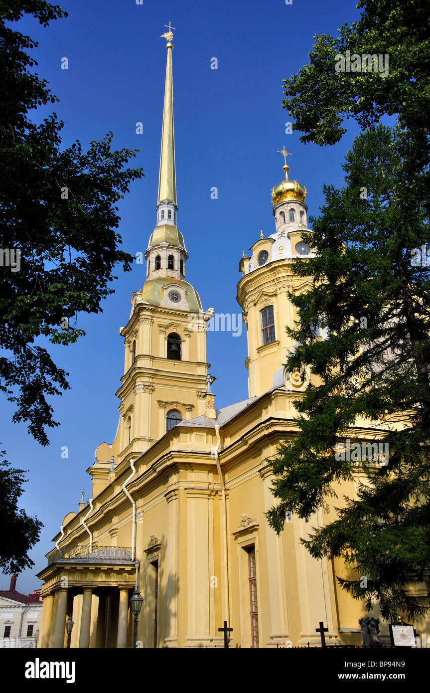 Der Glockenturm der Kathedrale St. Peter und Paul, Zayachy Insel, Sankt Petersburg, nordwestlichen Region, Russland Stockfoto