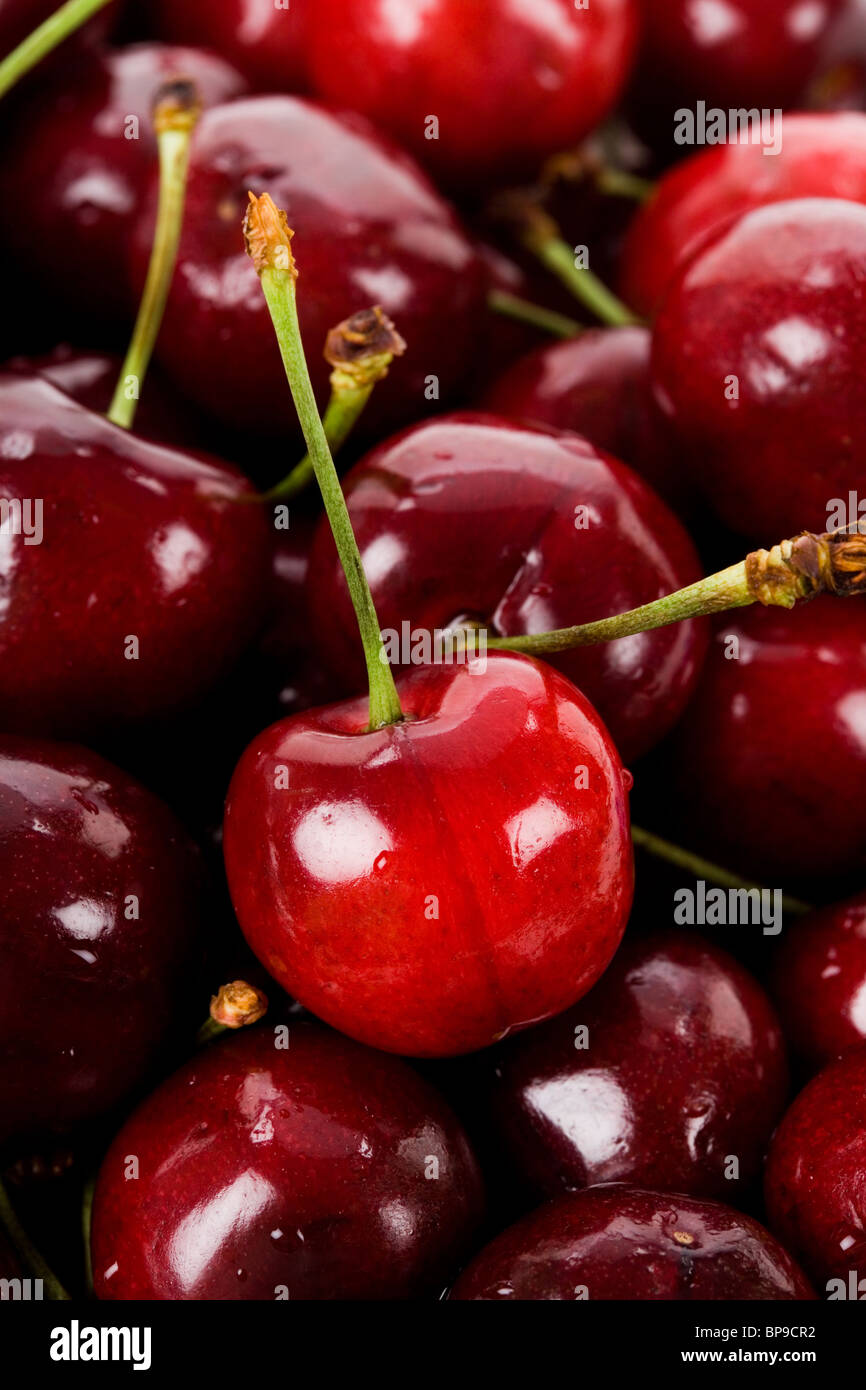 Red Cherry nah für Hintergrund Stockfoto