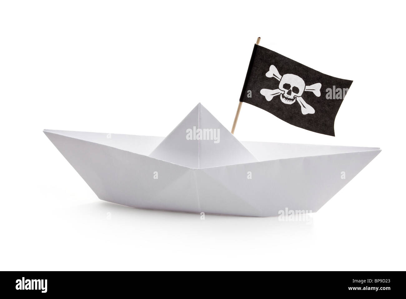 Piratenschiff mit weißem Hintergrund Stockfoto
