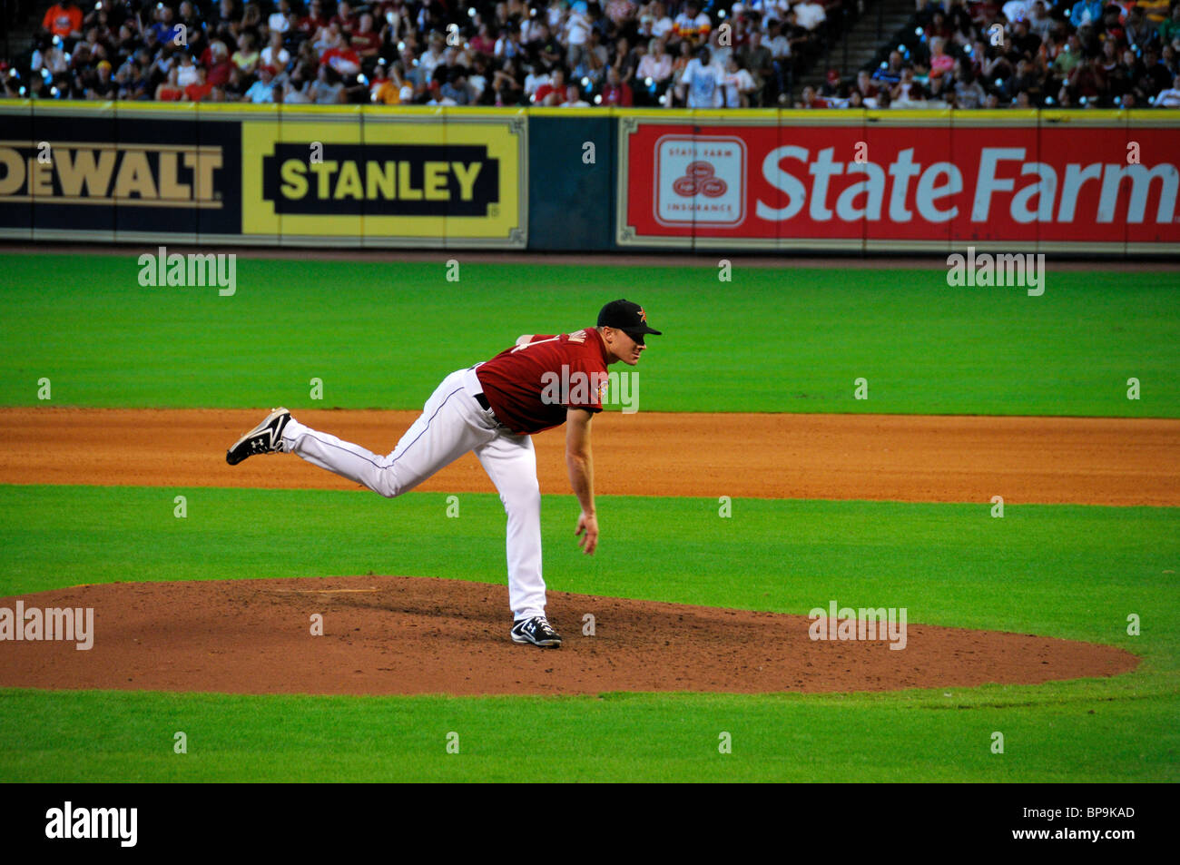 Houston Astro Krug Baseball zu werfen. Houston, Texas, USA. Stockfoto