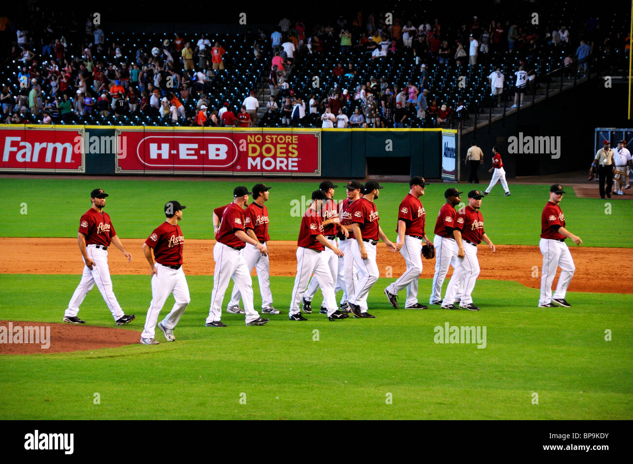 Astros Spieler feiern ihren Sieg. Houston, Texas, USA. Stockfoto