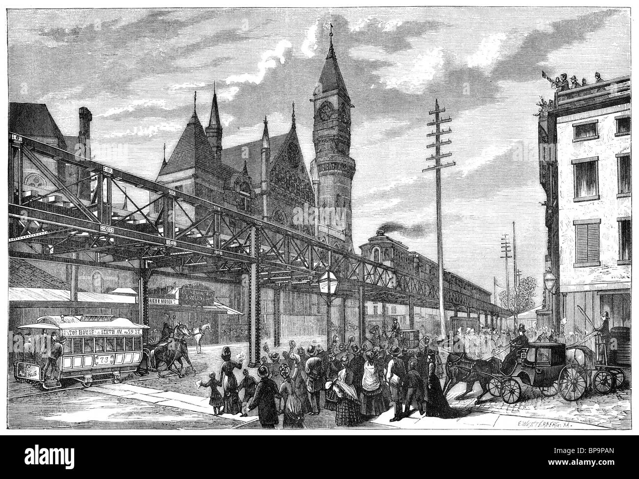 New York erhöhte Eisenbahn 7th Avenue Stockfoto