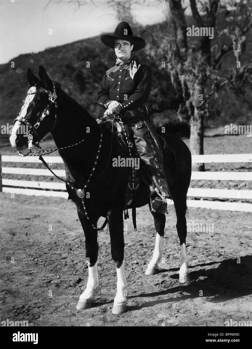 TOM MIX & PFERD TEXAS SCHLECHTER MENSCH (1932) Stockfoto