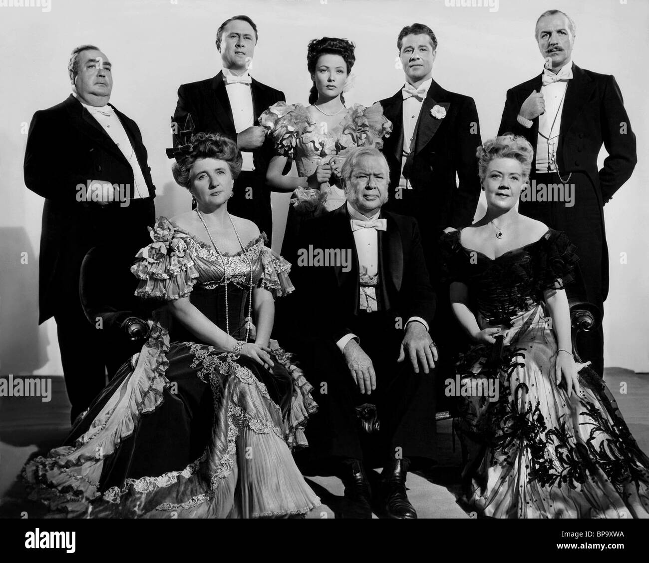 EUGENE PALETTE, ALLYN JOSLYN, GENE TIERNEY, DON AMECHE, LOUIS CALHERN, MARJORIE MAIN, CHARLES COBURN, SPRING BYINGTON, der Himmel kann warten, 1943 Stockfoto
