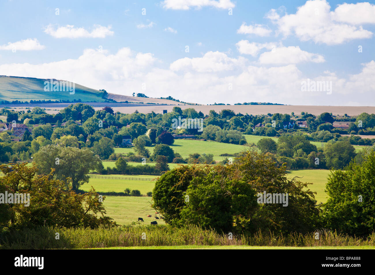 Blick vom oberen Wanborough in Richtung Liddington in Wiltshire, England, Vereinigtes Königreich Stockfoto