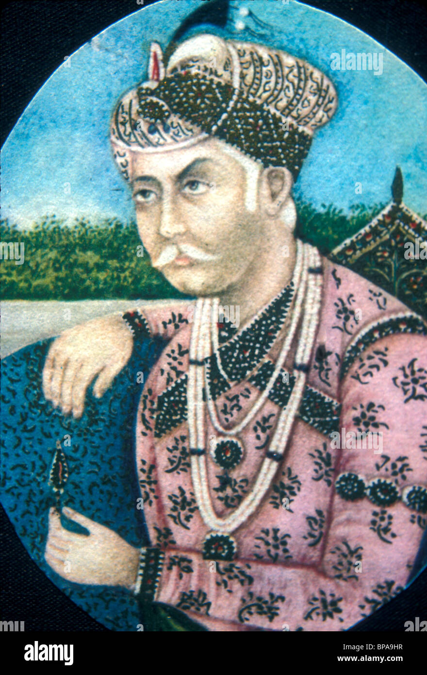 Porträt von Jalal Ud-Din Akbar Moghul-Kaiser von Indien im 16. und 17. Jahrhundert Stockfoto
