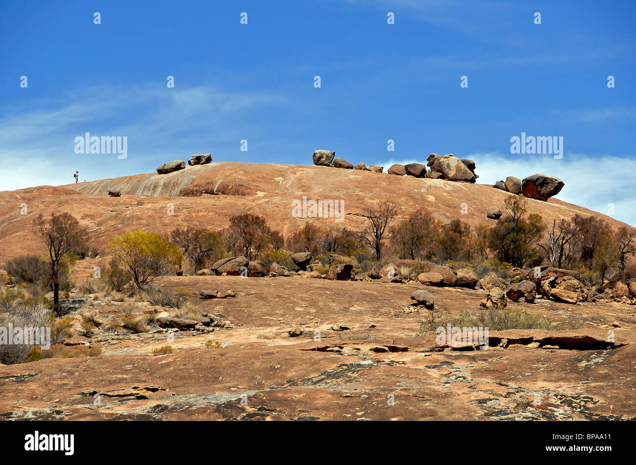 Granit-Kuppel genannt König Felsen mit Tafoni-Felsen in der Nähe von Hyden Western Australia Stockfoto