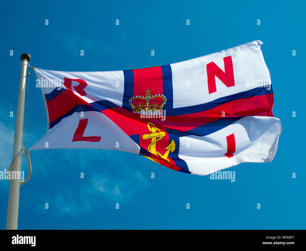 Ein Royal National Institute of Rettungsboote Flagge in Ilfracombe, North Devon Stockfoto