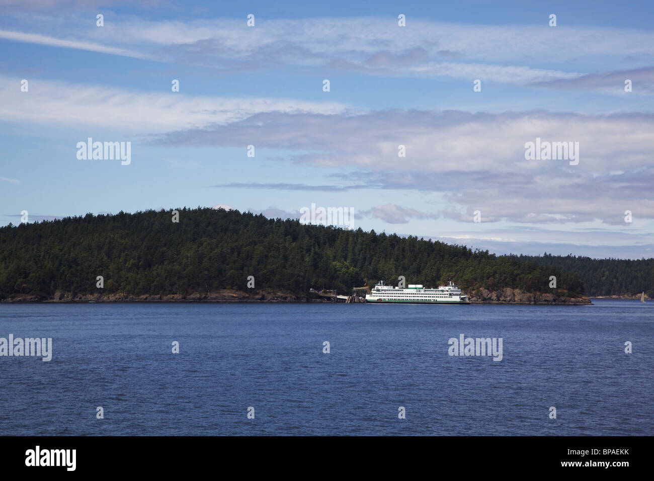 Washington State Ferry angedockt an Lopez Island. San Juan Islands, Washington. Stockfoto