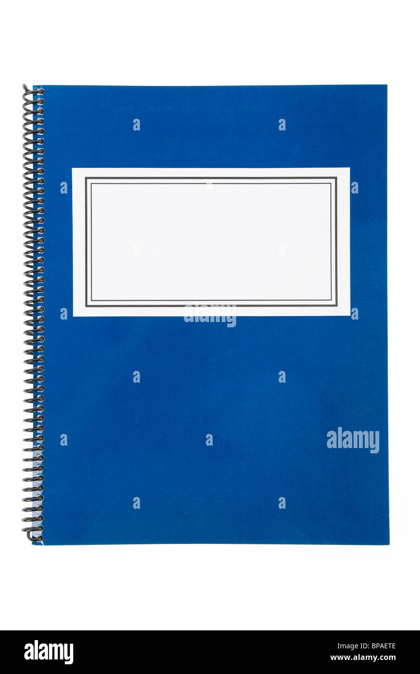 Blaue Schulbuch, Notebook oder manuell mit weißem Hintergrund Stockfoto