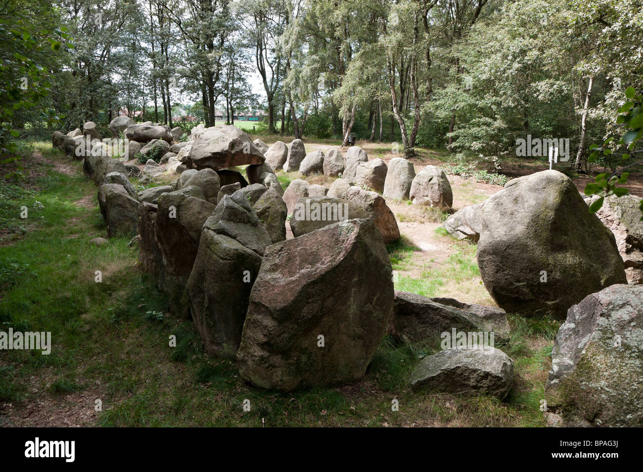 Megalithische Grabstätte Kleinenkneten II - Grosse Steine II, drei Camber in einem Gehäuse Stockfoto