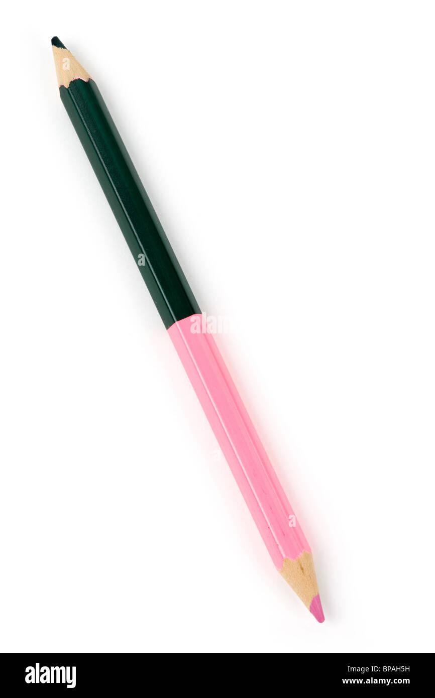 Zwei Farben, Bleistift, grün und pink Stockfoto