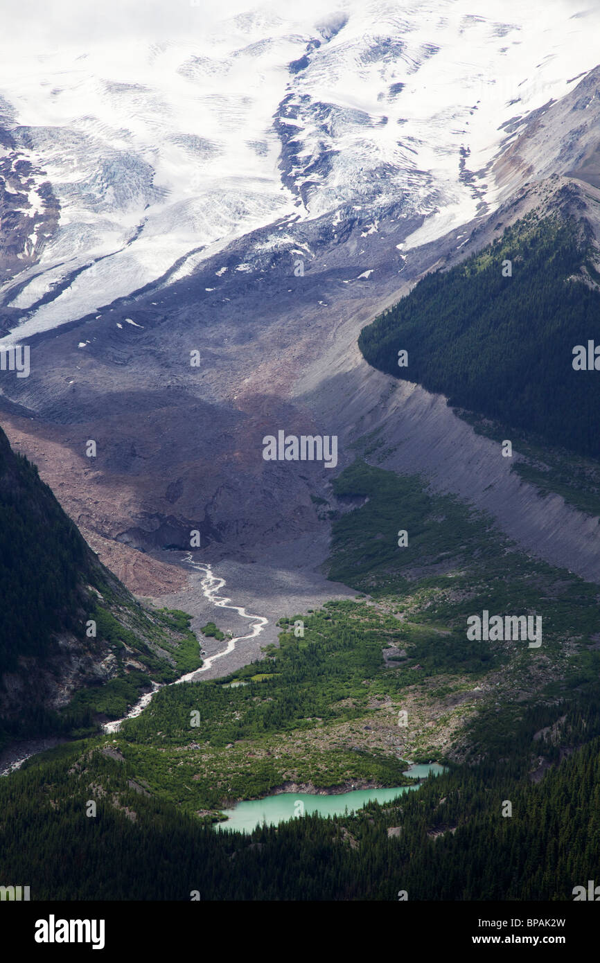 Mount Rainier, Emmons Gletscher und White River. Mt. Rainier Nationalpark, Washington. Stockfoto