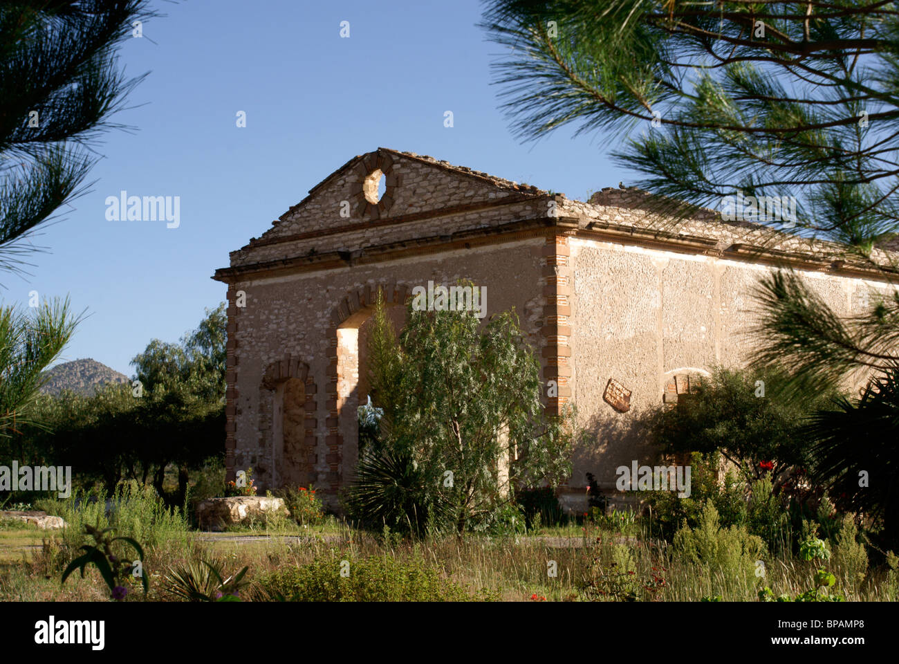 Ruiniert Bergbau Gebäude im 19. Jahrhundert Bergbaustadt Mineral de Pozos, Guanajuato, Mexiko Stockfoto
