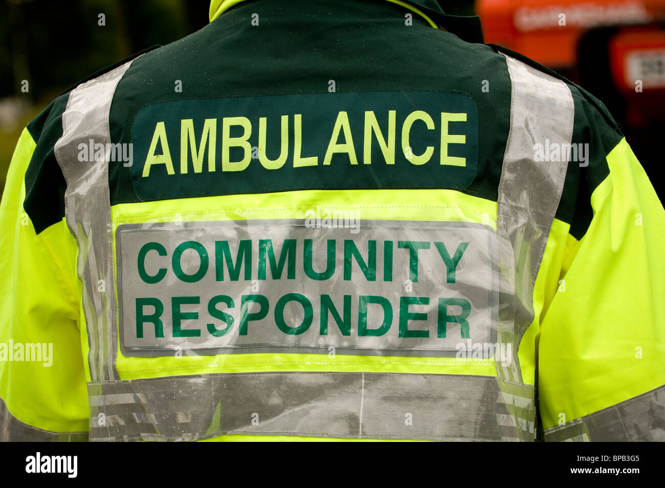Rückansicht eines Rettungsdienst-Community-Responders Stockfoto