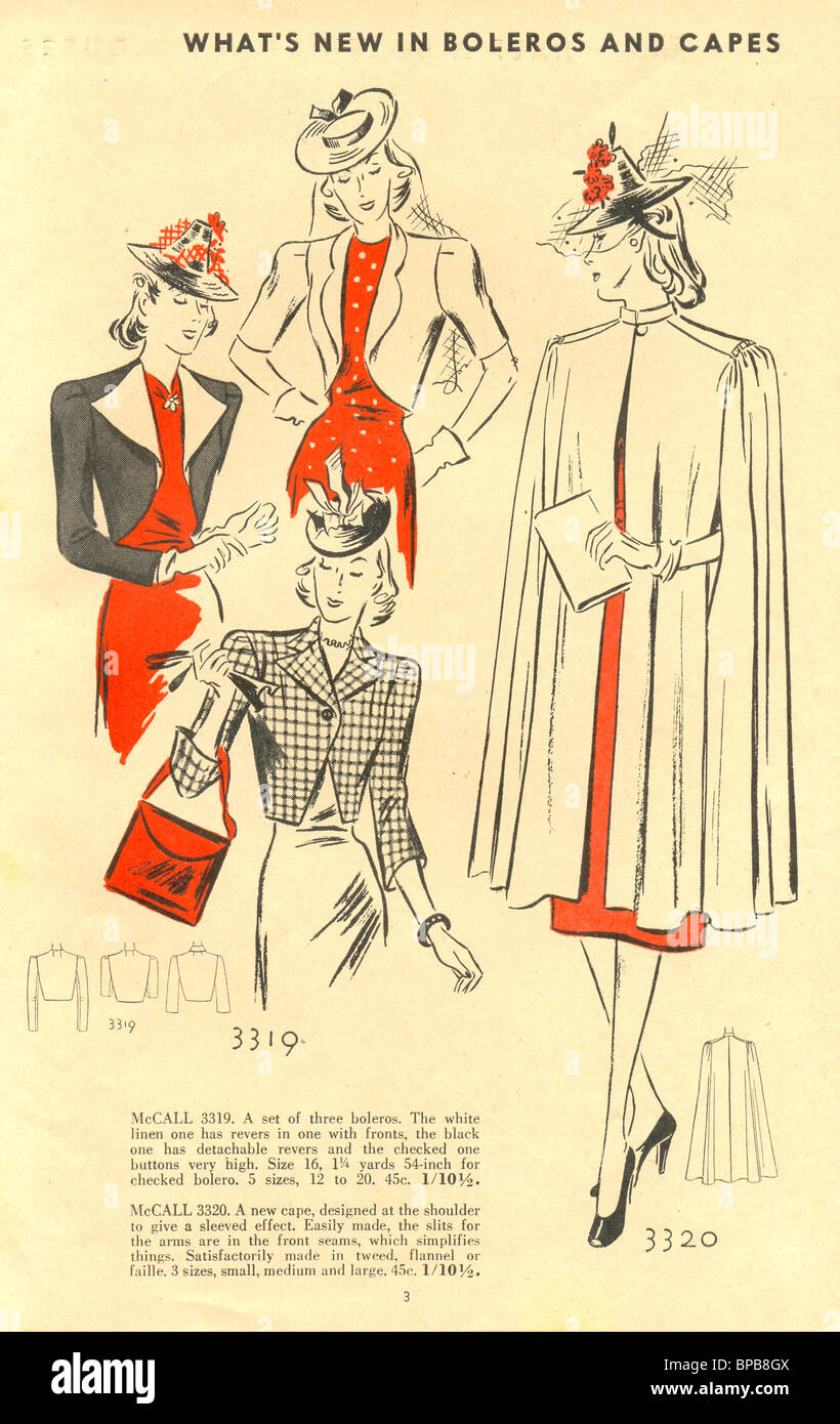 Seite von McCall Katalog der Damenmode 1939 Stockfoto