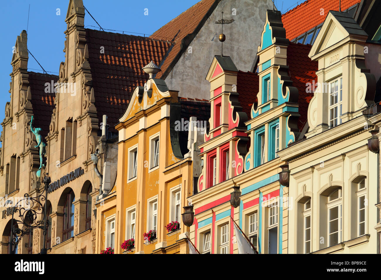 Alte Markt bunten Fassaden Wroclaw/Breslau Polen Stockfoto