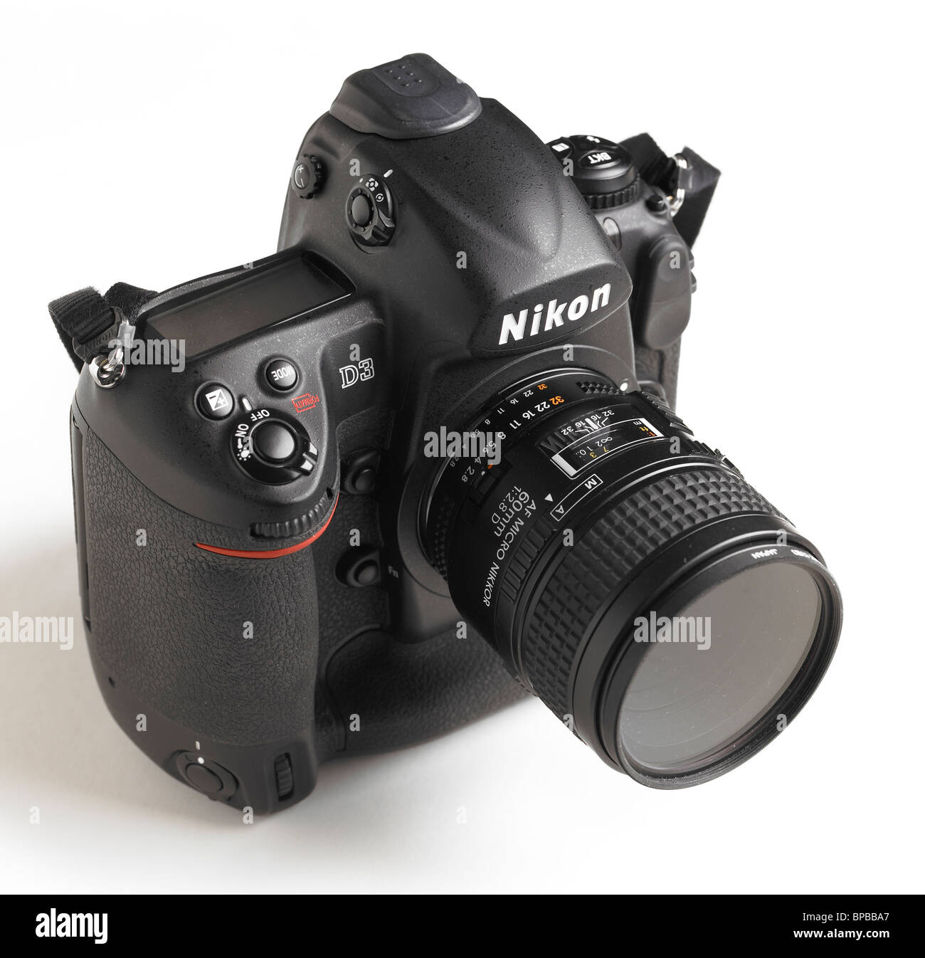 Nikon D3 Kamera auf weißem Hintergrund Stockfoto